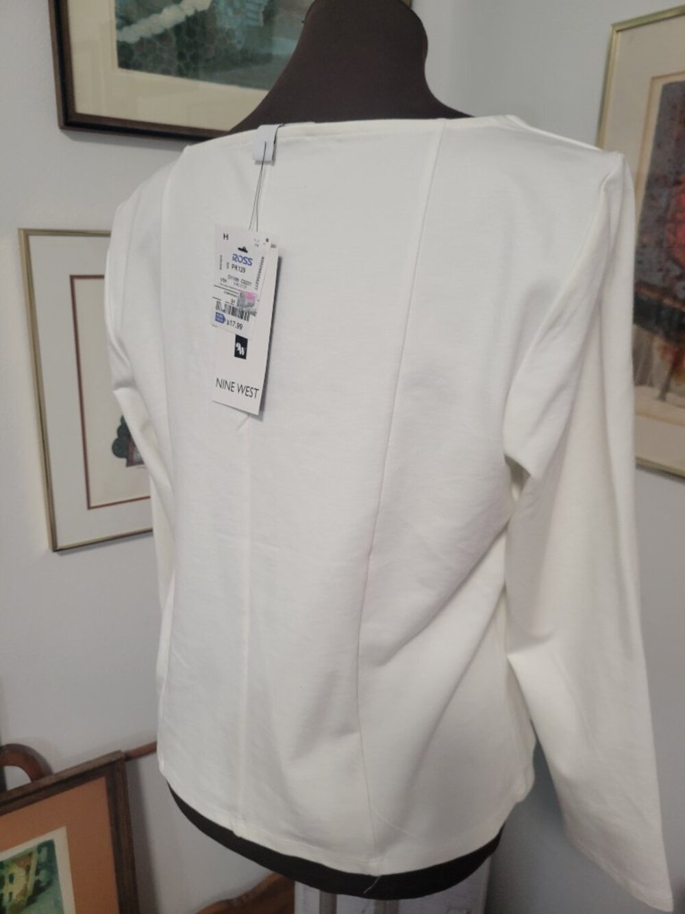 NWT Nine West Cream Square Neck Top - Picture 5 of 5